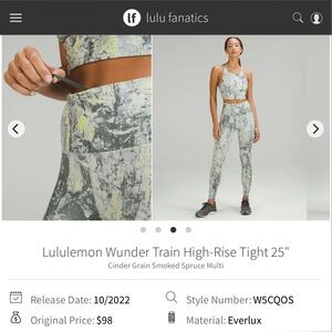 Lululemon Wunder Train High-Rise Tight 25" in Cinder Grain Smoked Spruce Multi